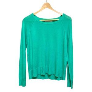 Zara Women's Cropped Crewneck Pullover Sweater Green - Size M